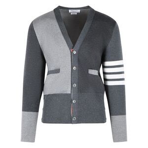 Thom Browne 'Fun Mix' Grey Merino Wool Cardigan Men